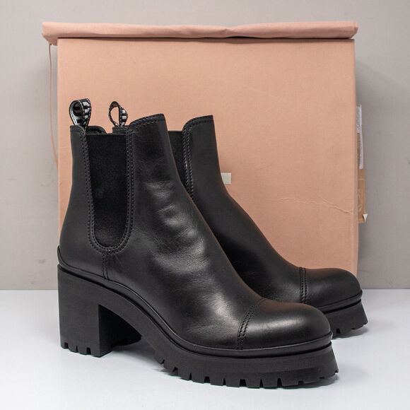 MIU MIU Prada Black Leather Chelsea Boots, Size 41 (11 US) - Picture 1 of 8